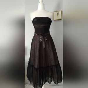 Party Cocktail Prom Bcbgmaxazria dress Strapless Tulle Wedding Size 4 Black New